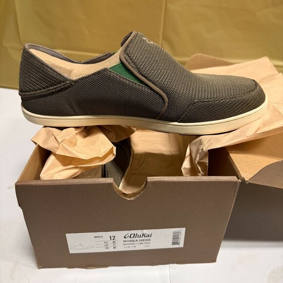 OluKai Nohea Mesh Men's Slip on Shoes Mustang/Lime Peel Size 12 - Picture 1 of 12